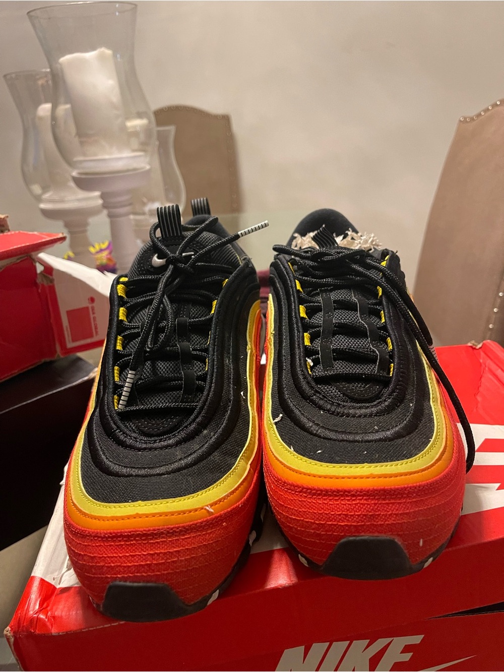 Nike Black with Yellow & Red Gradient Men's Sneakers
